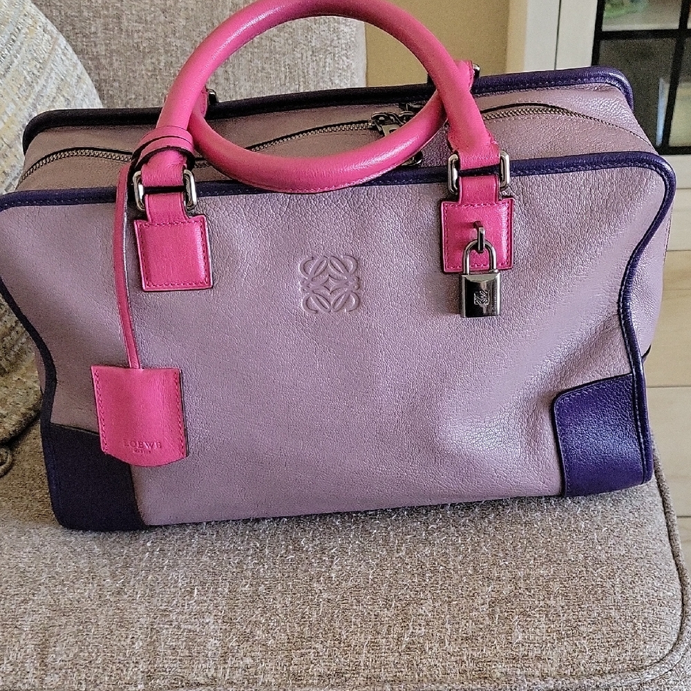 Loewe Pink and Purple Leather Top-Handle Satchel